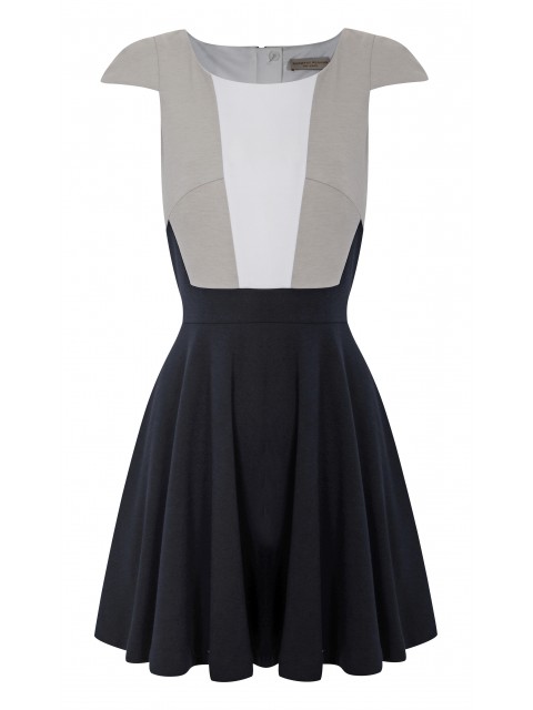 black grey white dress