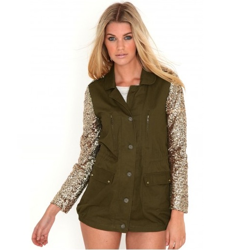 seqtea-dark-khaki-sequin-sleeve-jacket